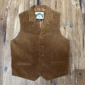 VTG Brown Tan Suede Leather Western Cowboy Vest